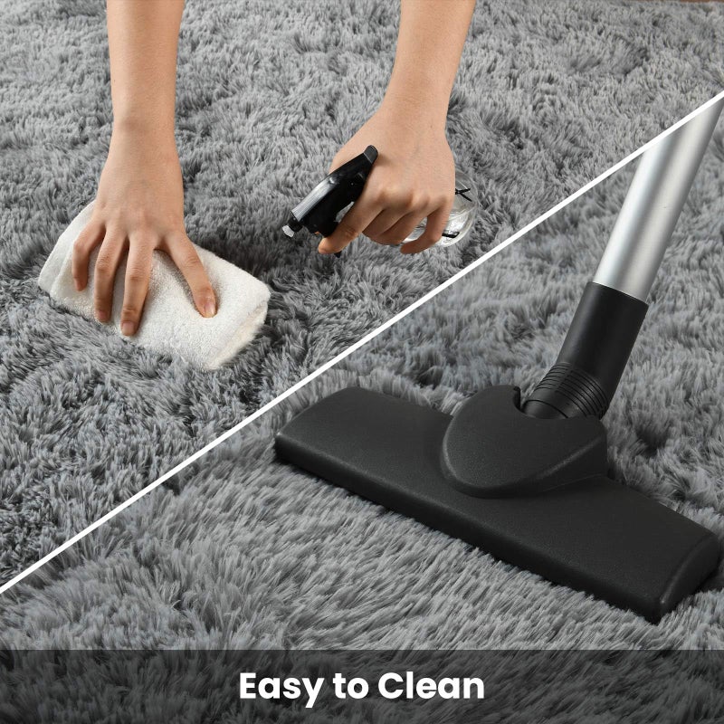 Terrug Grey Fluffy Area Rug for Bedroom, 3x5 Ft Tie-Dyed Shag Throw Rugs, Soft Machine Washable Plush Carpet with Non Slip Backing for Girls Kids Room Bedside Floor Decoration - Image 5
